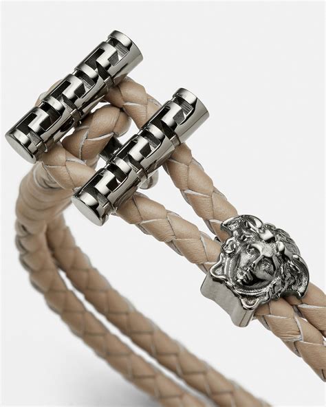 versace braided leather charm bracelet price|medusa braided leather bracelet.